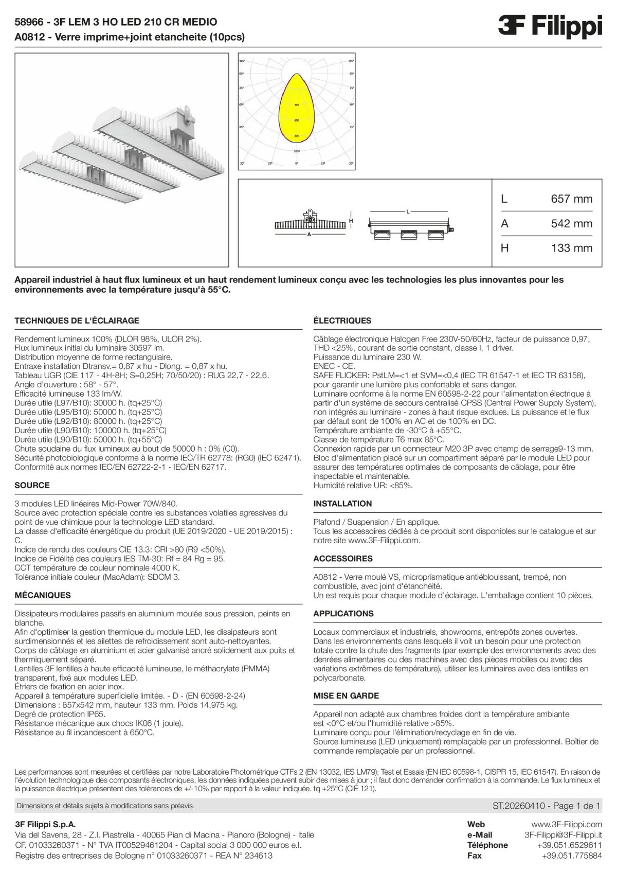 58966+A0812 - 3F LEM 3 HO LED 210 CR MEDIO + VS - Datasheet - fr