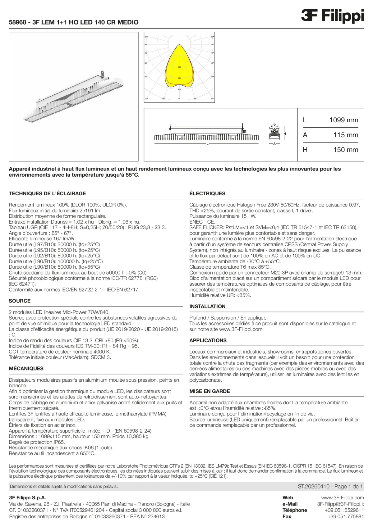 58968 - 3F LEM 1+1 HO LED 140 CR MEDIO - Datasheet - fr