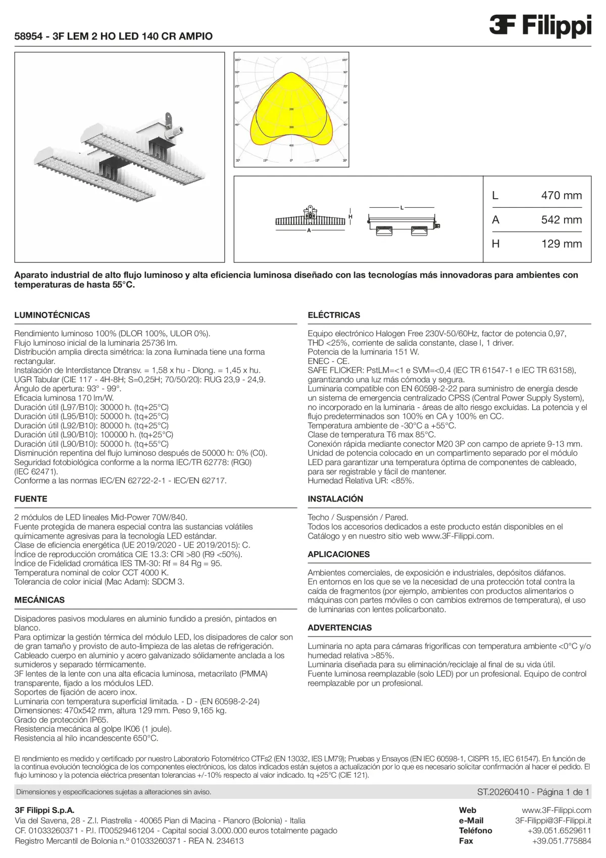 58954 - 3F LEM 2 HO LED 140 CR AMPIO - Datasheet - es