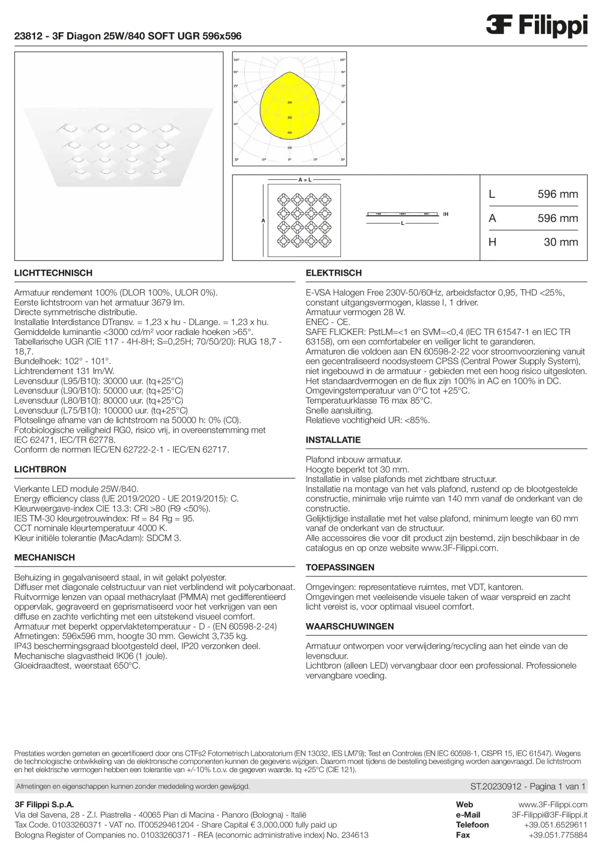 23812 - 3F Diagon 25W-840 SOFT UGR 596x596 - Datasheet - nl