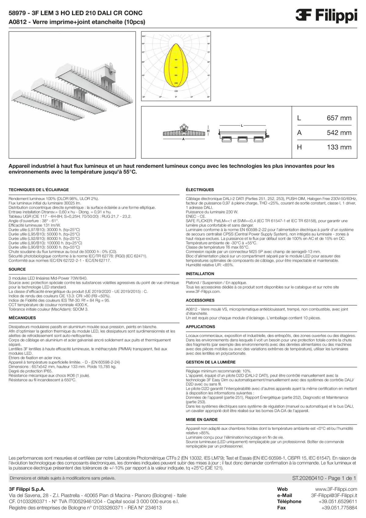 58979+A0812 - 3F LEM 3 HO LED 210 DALI CR CONC + VS - Datasheet - fr