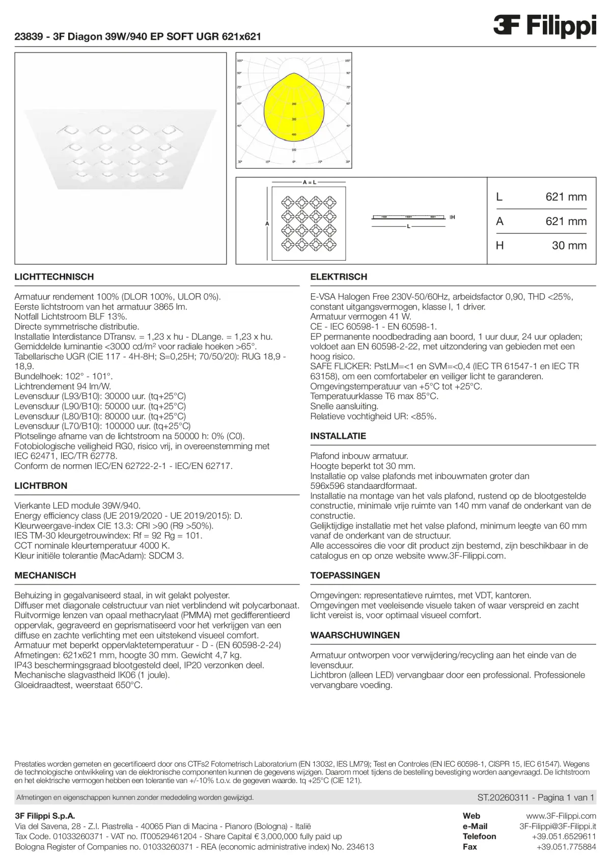 23839 - 3F Diagon 39W-940 EP SOFT UGR 621x621 - Datasheet - nl