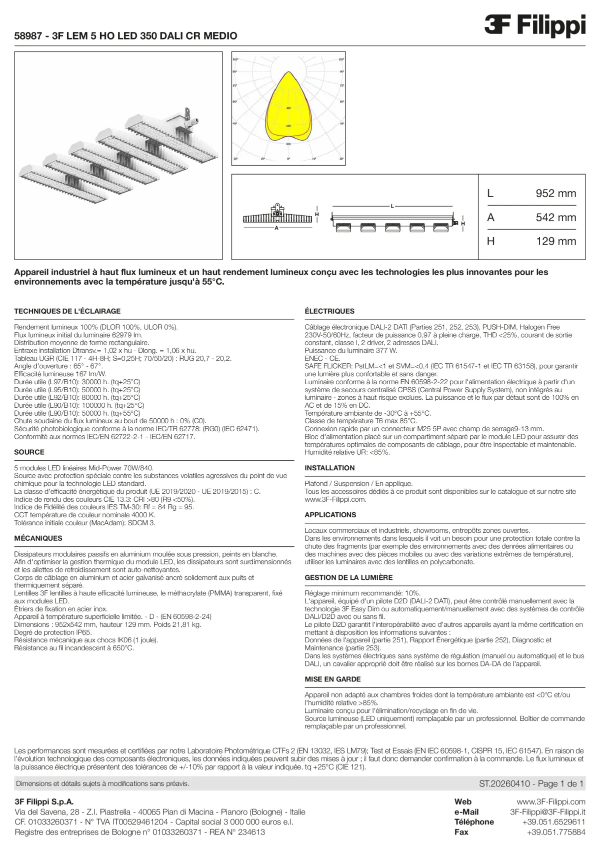 58987 - 3F LEM 5 HO LED 350 DALI CR MEDIO - Datasheet - fr