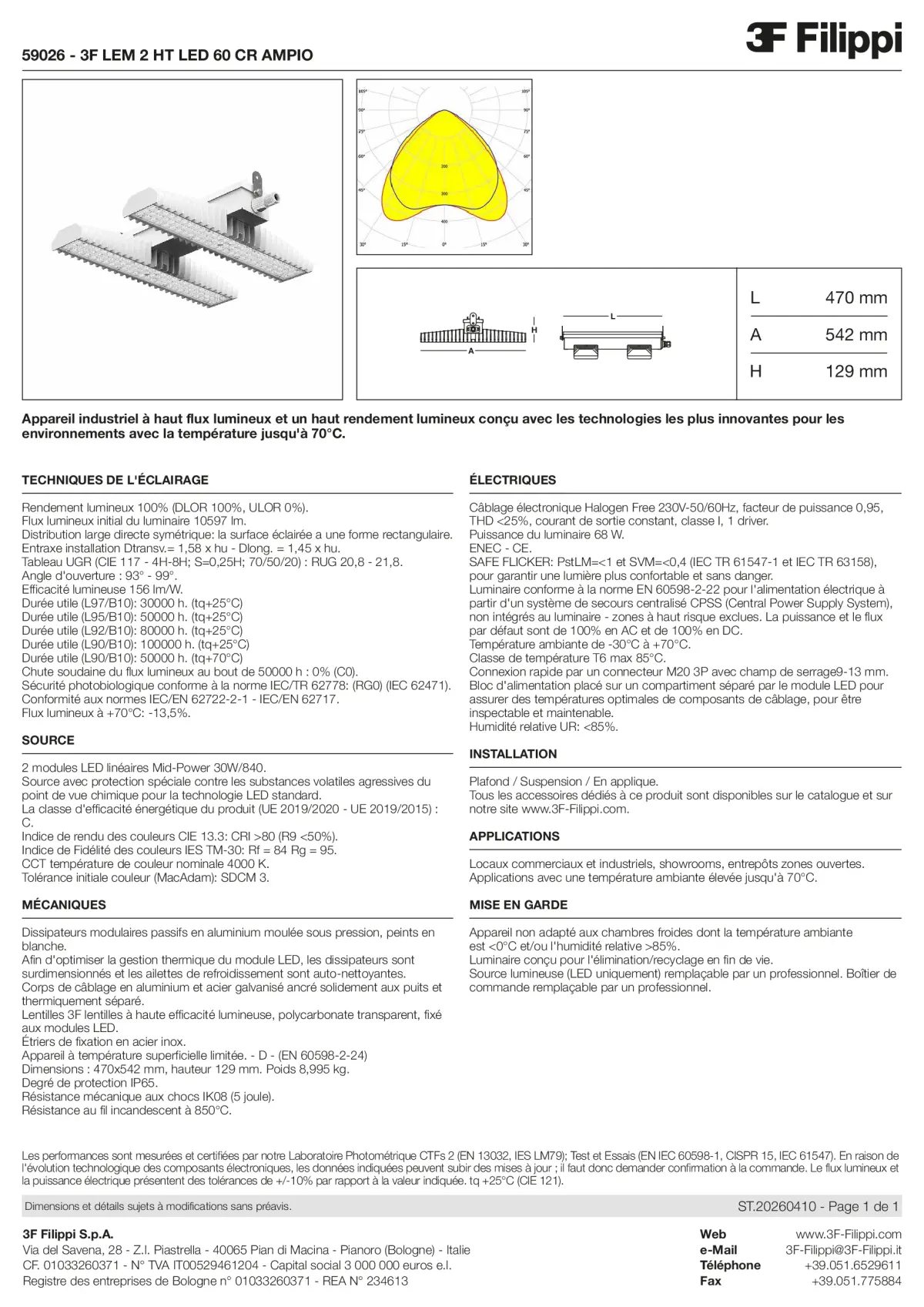 59026 - 3F LEM 2 HT LED 60 CR AMPIO - Datasheet - fr