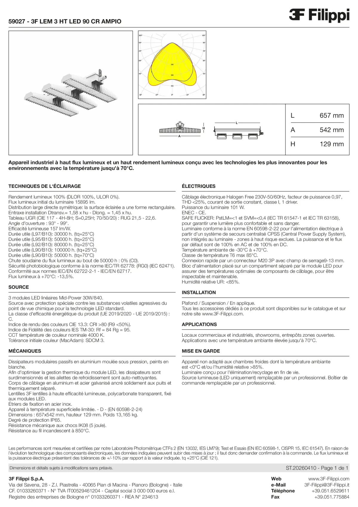 59027 - 3F LEM 3 HT LED 90 CR AMPIO - Datasheet - fr