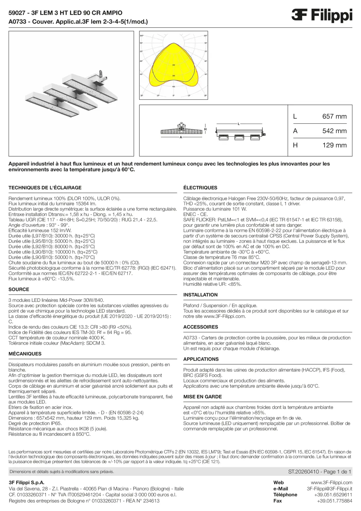 59027+A0733 - 3F LEM 3 HT LED 90 CR AMPIO + FOOD - Datasheet - fr