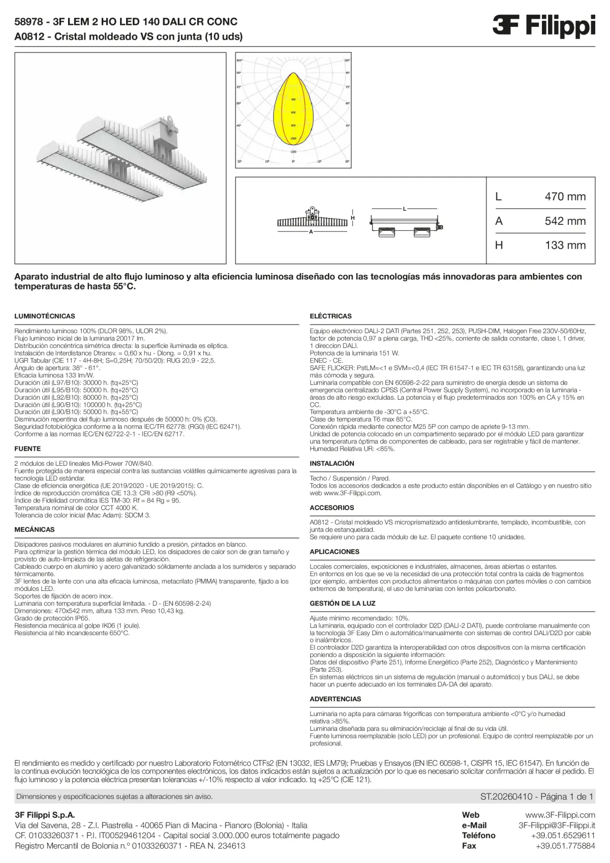 58978+A0812 - 3F LEM 2 HO LED 140 DALI CR CONC + VS - Datasheet - es