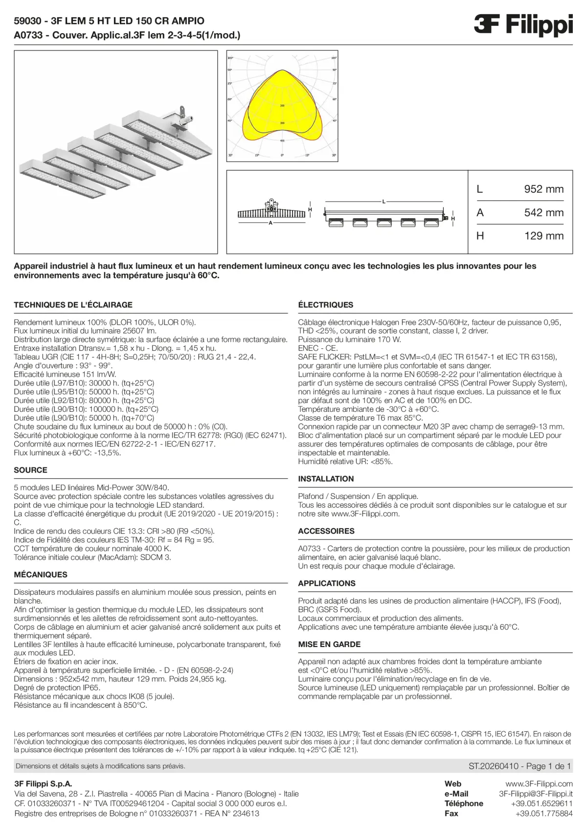 59030+A0733 - 3F LEM 5 HT LED 150 CR AMPIO + FOOD - Datasheet - fr