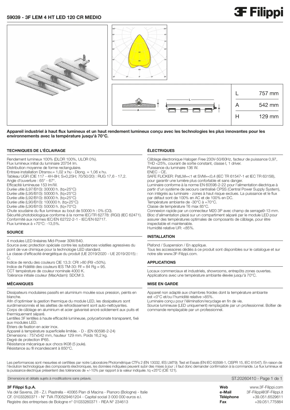 59039 - 3F LEM 4 HT LED 120 CR MEDIO - Datasheet - fr