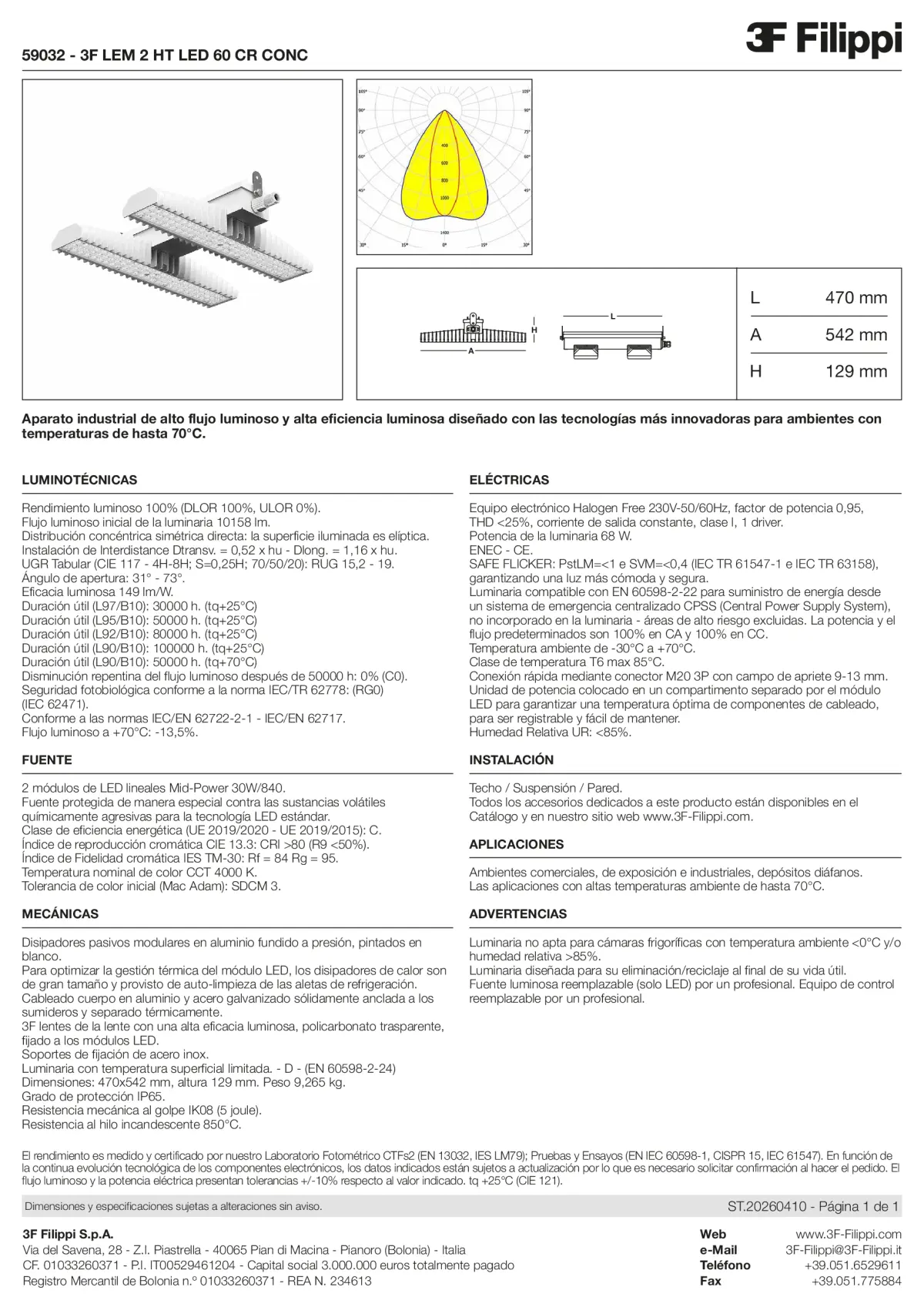 59032 - 3F LEM 2 HT LED 60 CR CONC - Datasheet - es