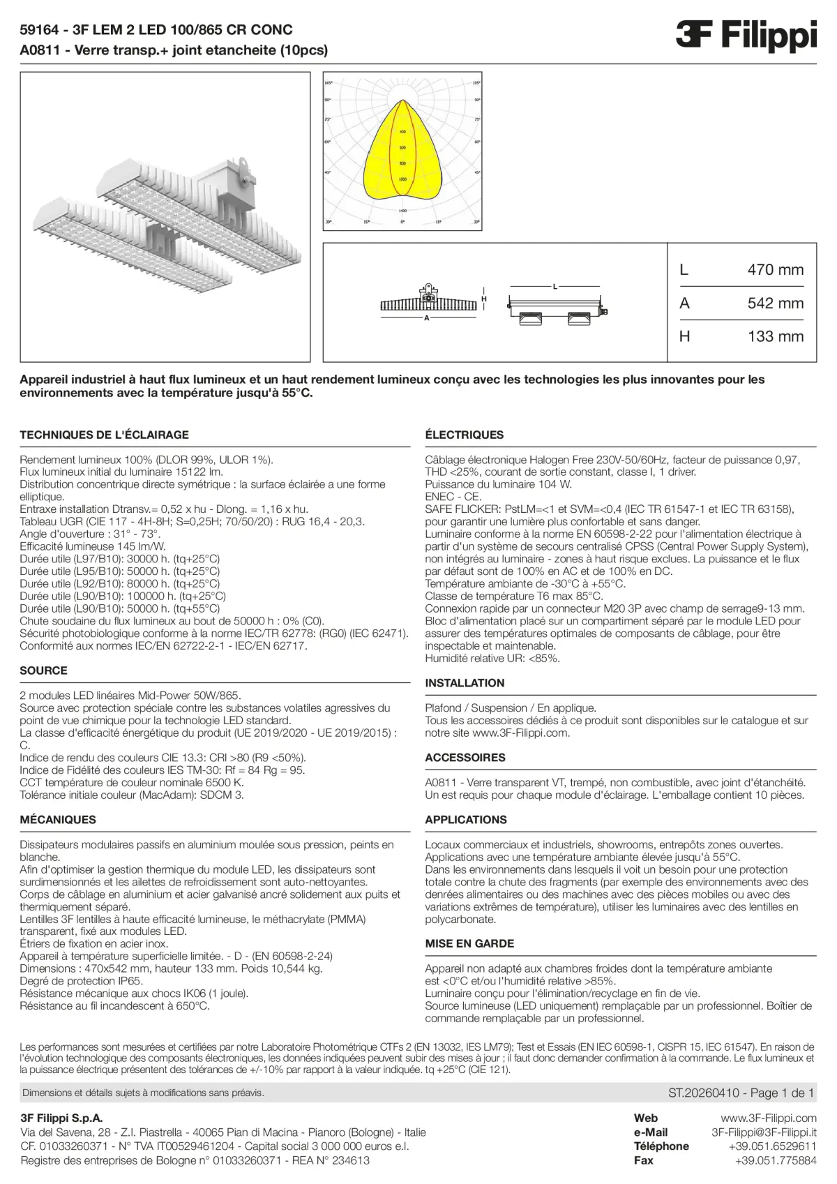 59164+A0811 - 3F LEM 2 LED 100-865 CR CONC + VT - Datasheet - fr
