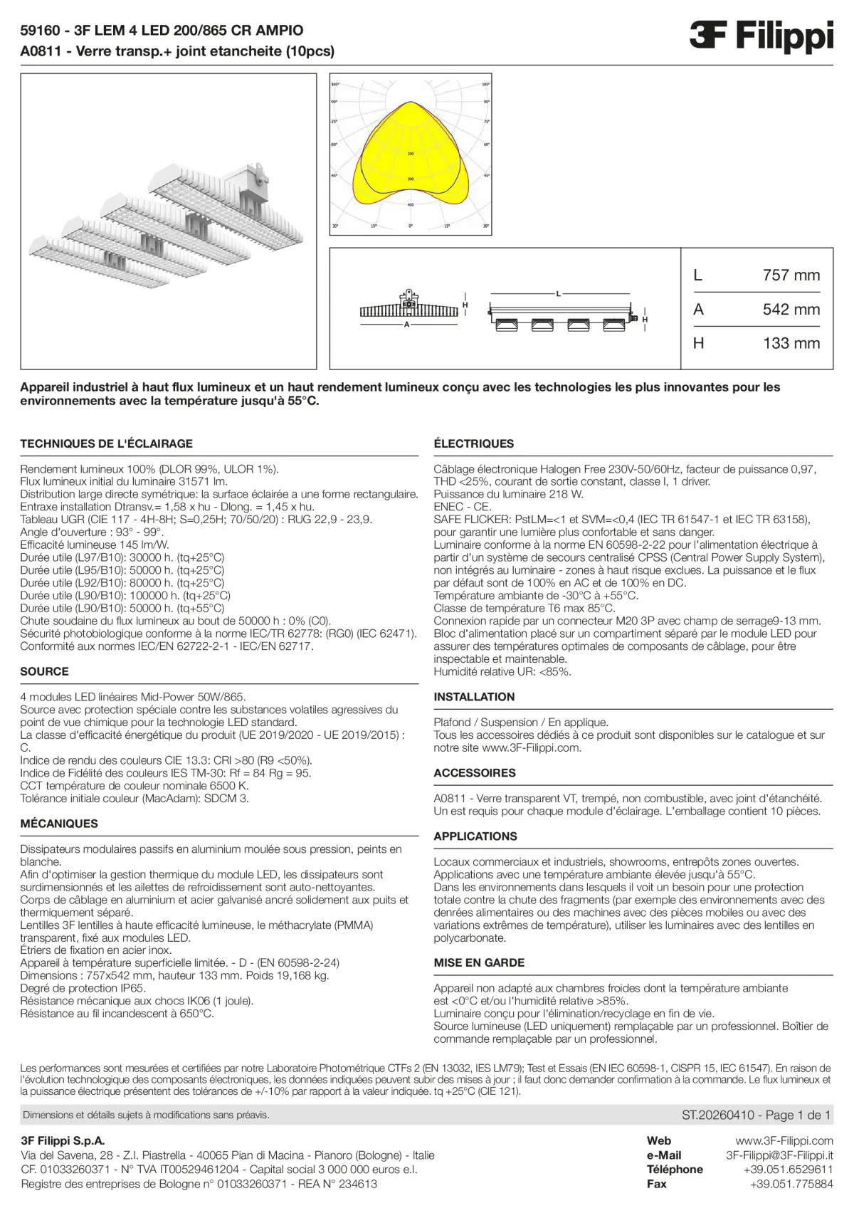 59160+A0811 - 3F LEM 4 LED 200-865 CR AMPIO + VT - Datasheet - fr