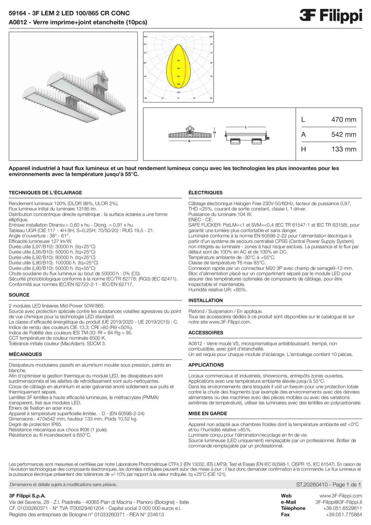 59164+A0812 - 3F LEM 2 LED 100-865 CR CONC + VS - Datasheet - fr