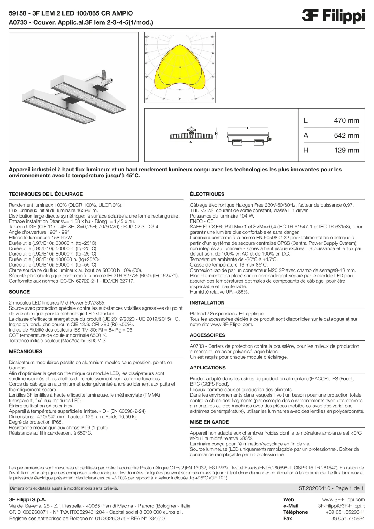 59158+A0733 - 3F LEM 2 LED 100-865 CR AMPIO + FOOD - Datasheet - fr