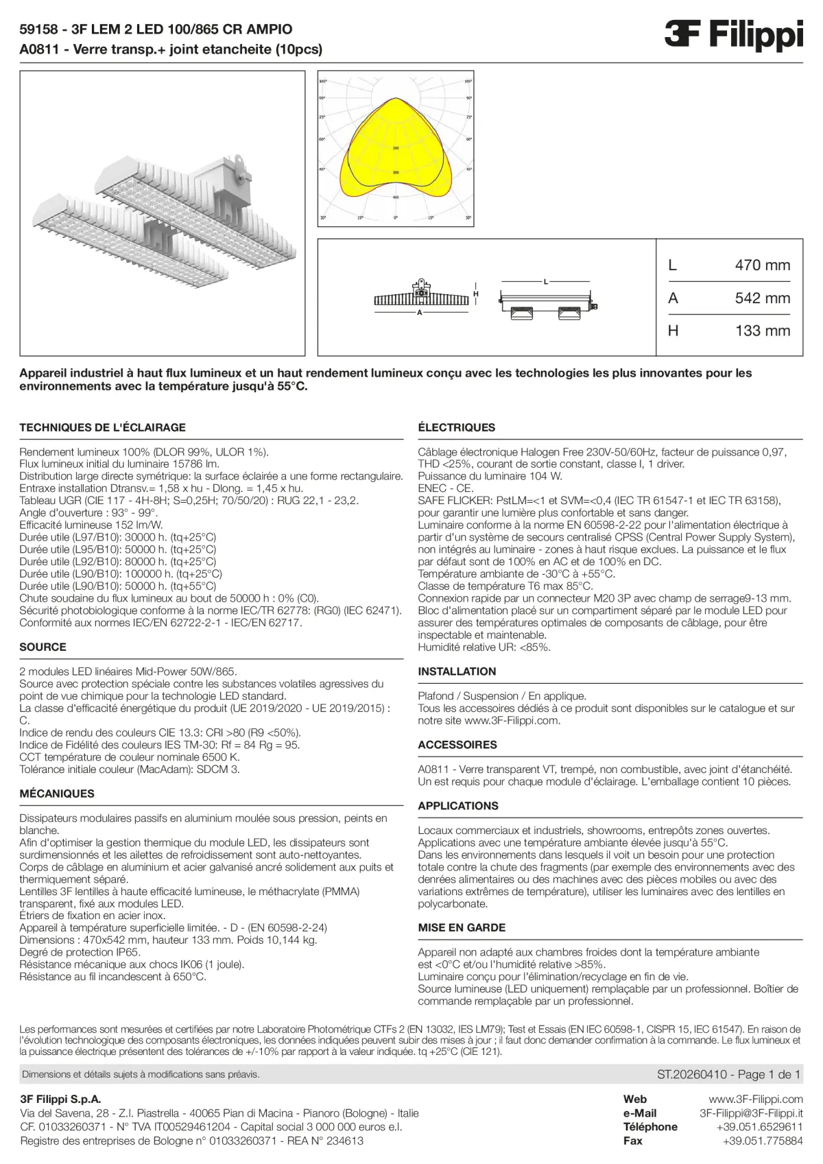 59158+A0811 - 3F LEM 2 LED 100-865 CR AMPIO + VT - Datasheet - fr