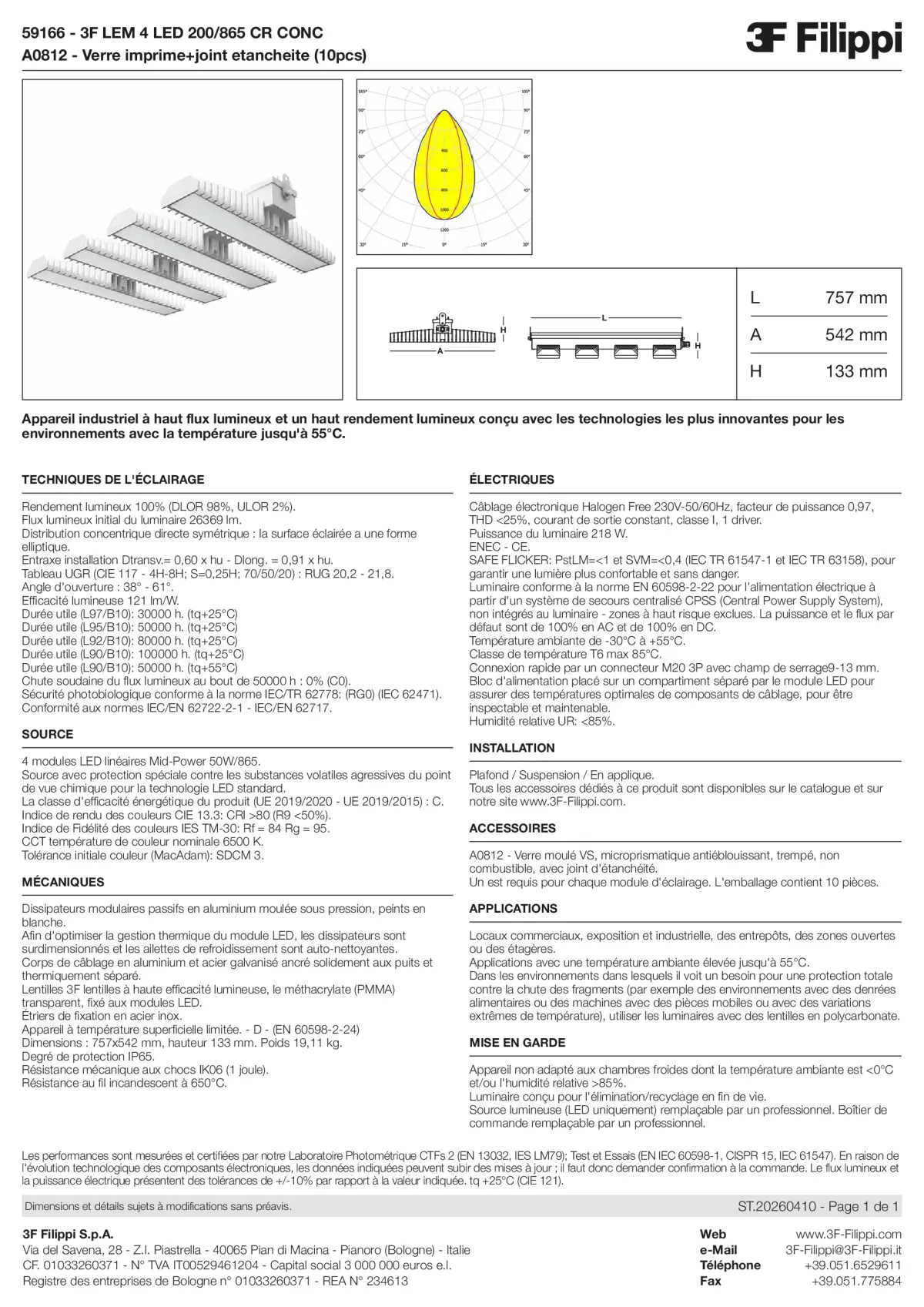 59166+A0812 - 3F LEM 4 LED 200-865 CR CONC + VS - Datasheet - fr