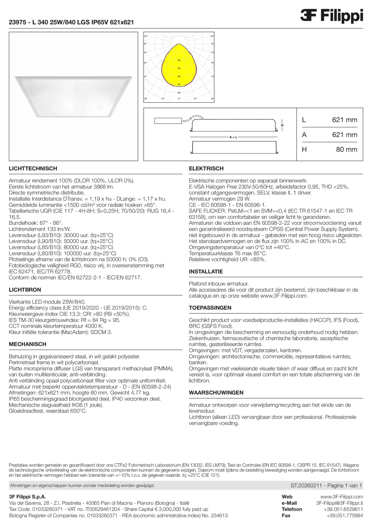 23975 - L 340 25W-840 LGS IP65V 621x621 - Datasheet - nl