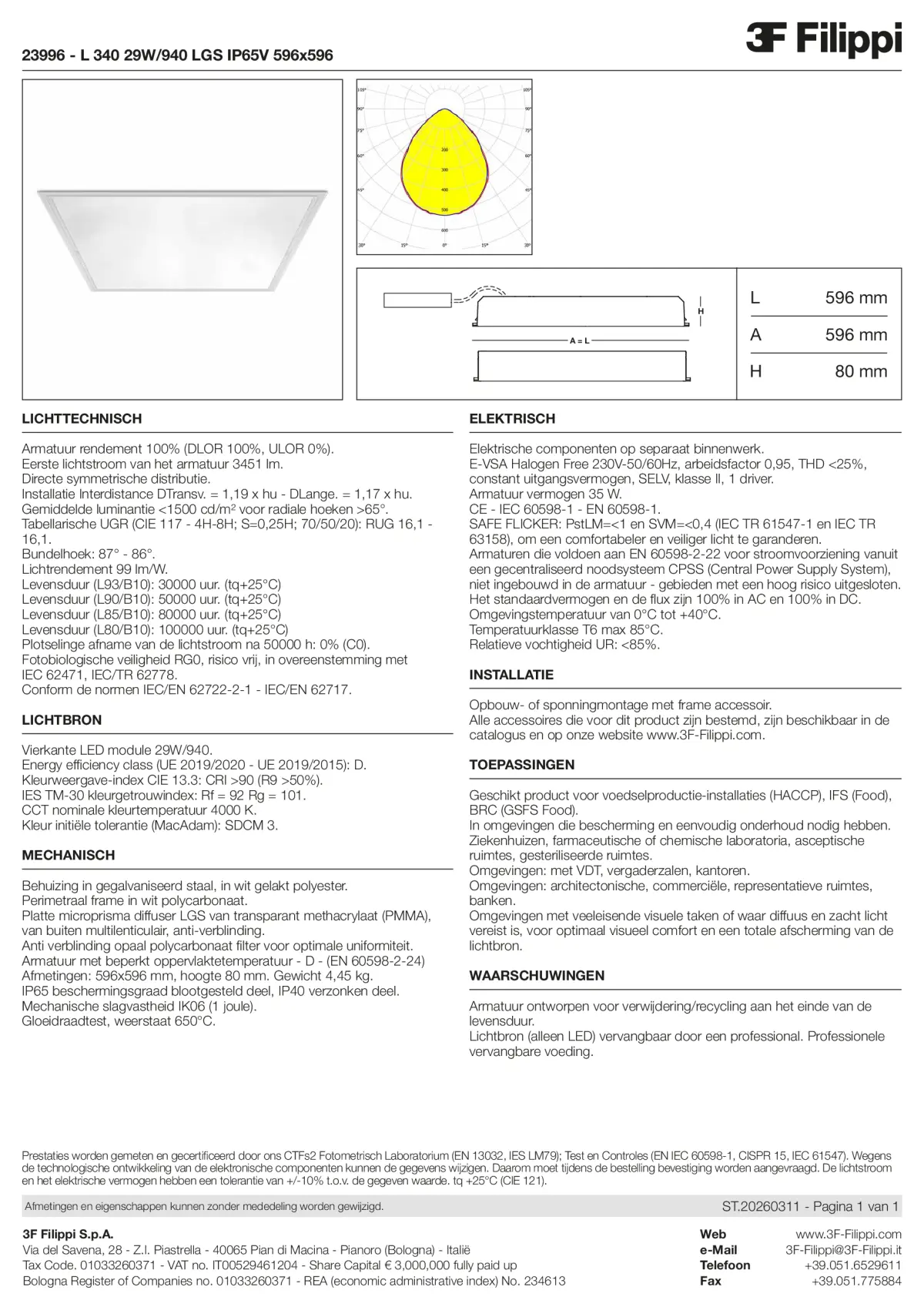 23996 - L 340 29W-940 LGS IP65V 596x596 - Datasheet - nl
