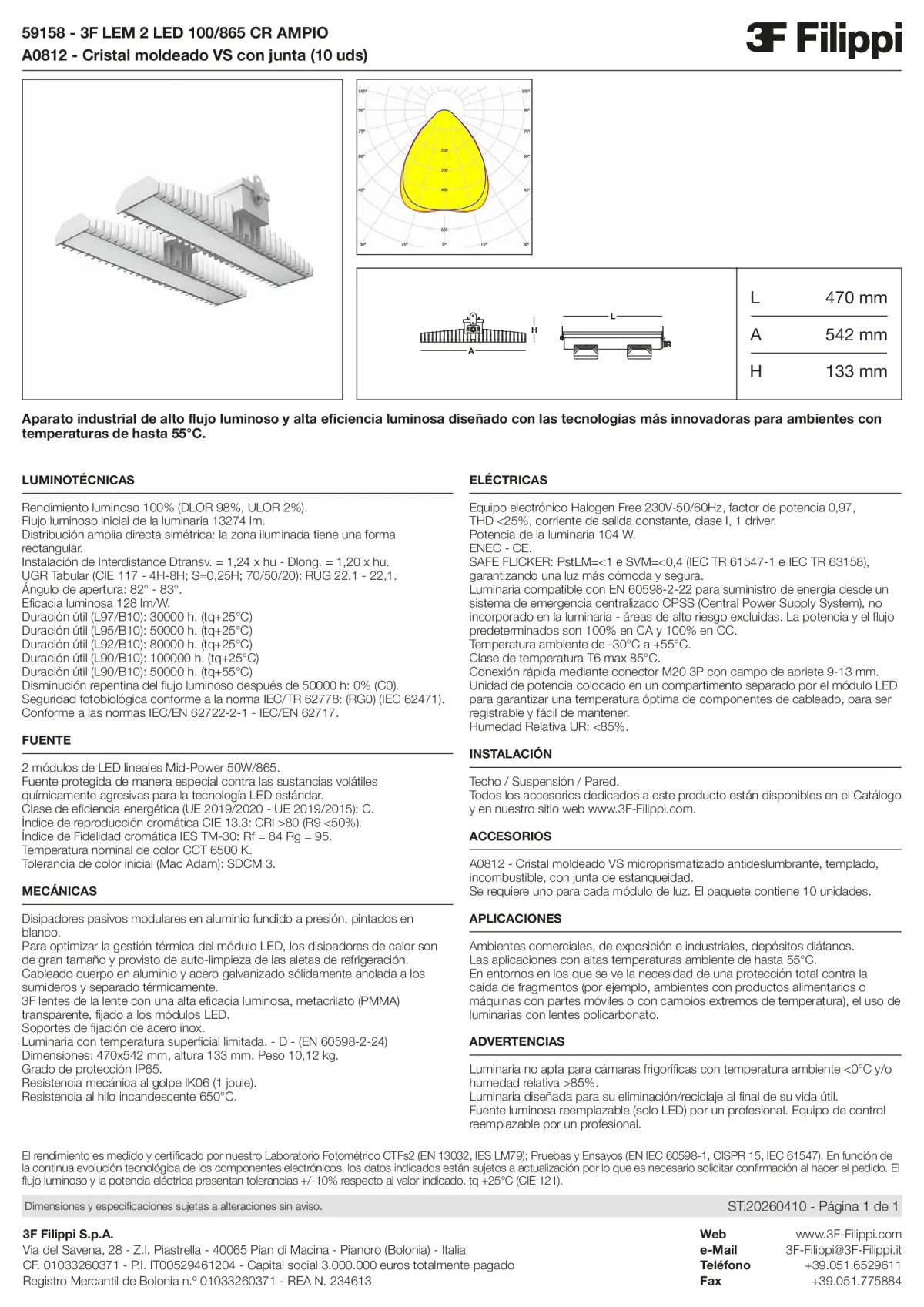 59158+A0812 - 3F LEM 2 LED 100-865 CR AMPIO + VS - Datasheet - es