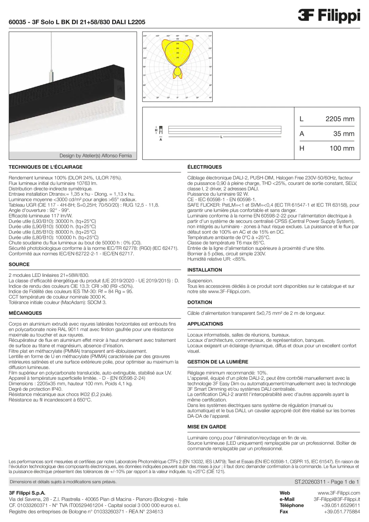 60035 - 3F Solo L BK DI 21+58-830 DALI L2205 - Datasheet - fr
