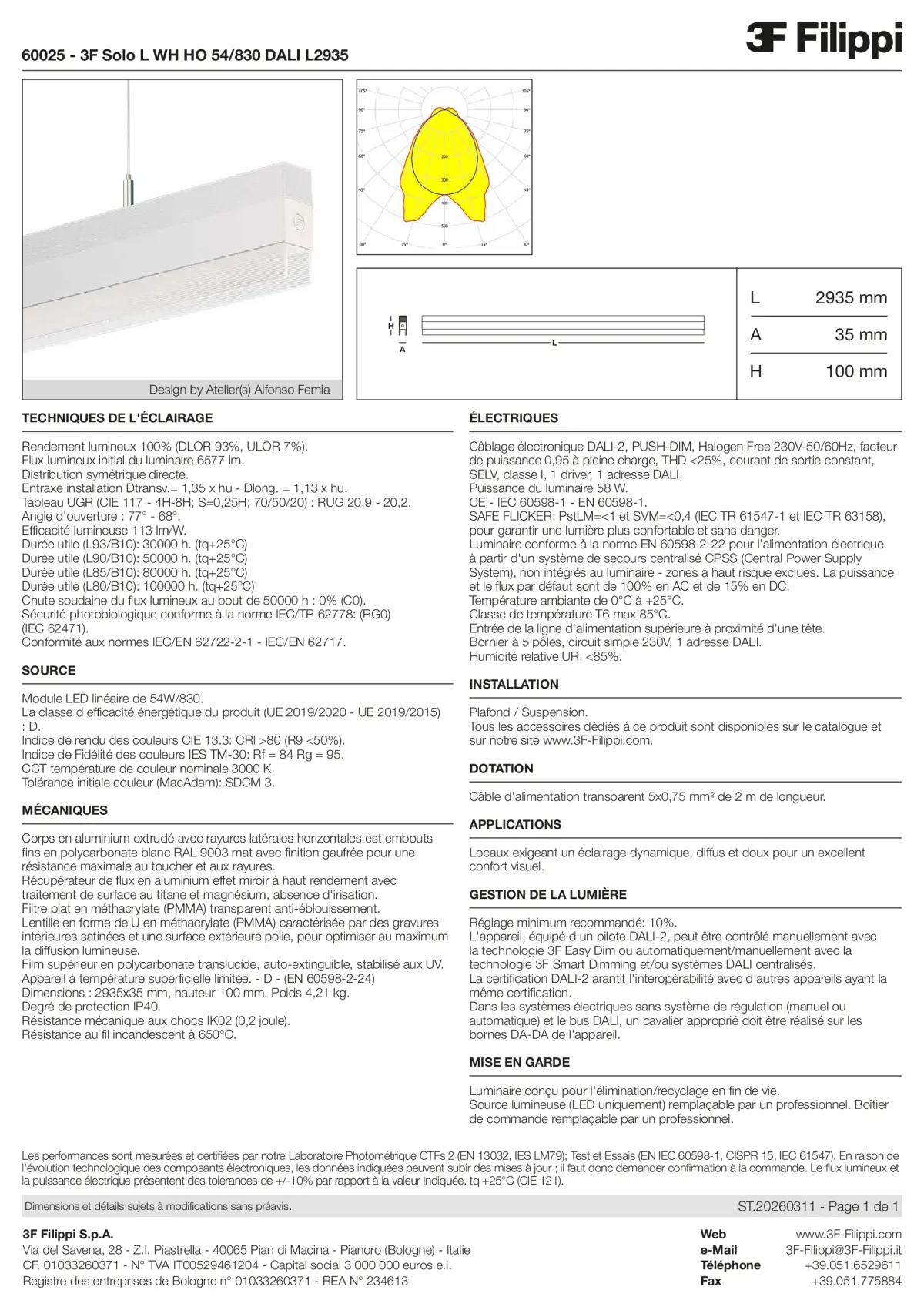 60025 - 3F Solo L WH HO 54-830 DALI L2935 - Datasheet - fr