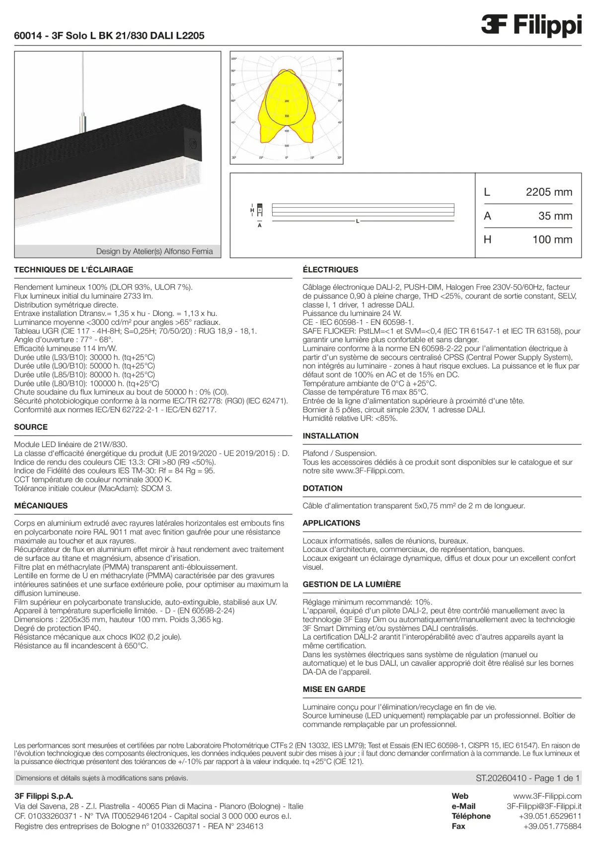 60014 - 3F Solo L BK 21-830 DALI L2205 - Datasheet - fr