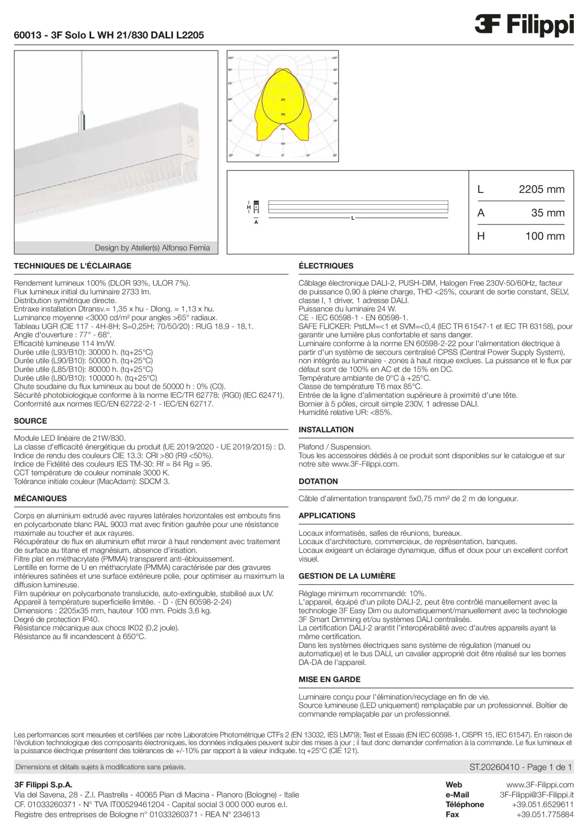 60013 - 3F Solo L WH 21-830 DALI L2205 - Datasheet - fr