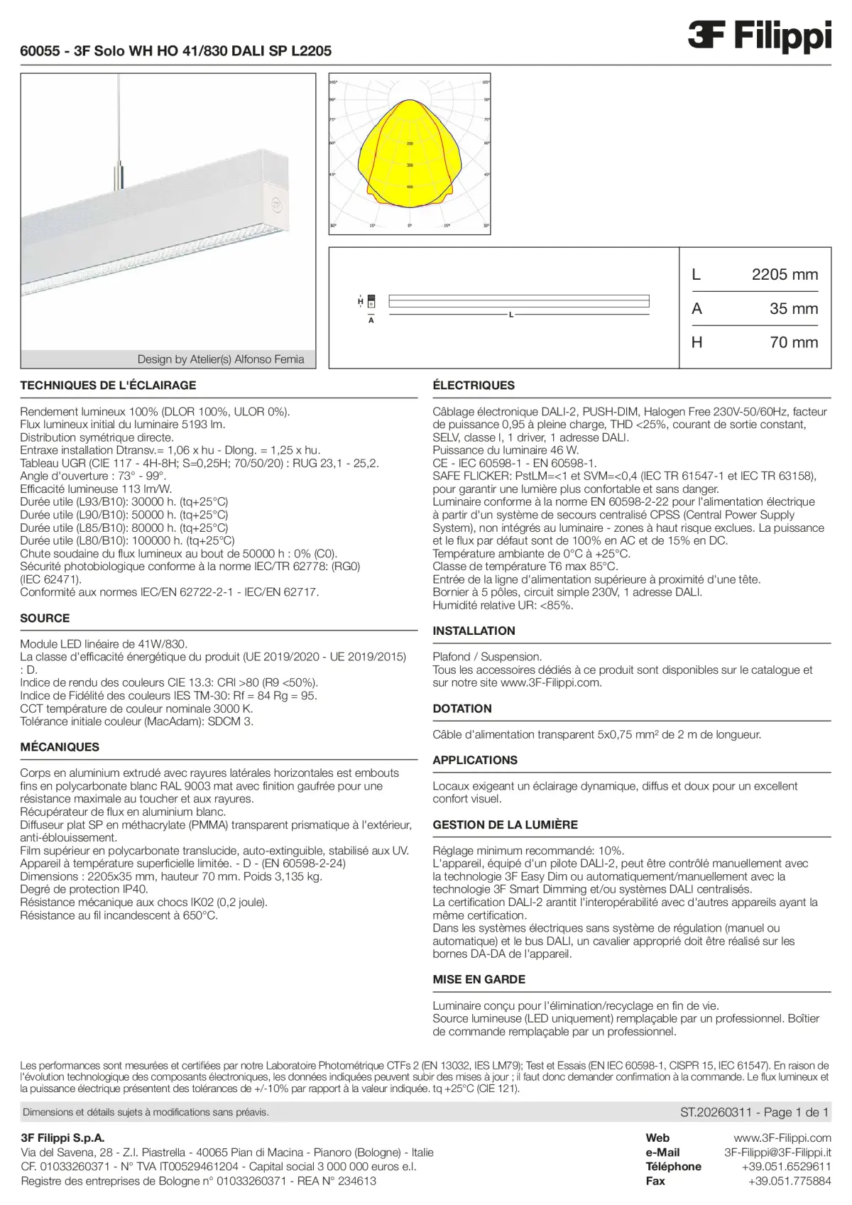 60055 - 3F Solo WH HO 41-830 DALI SP L2205 - Datasheet - fr