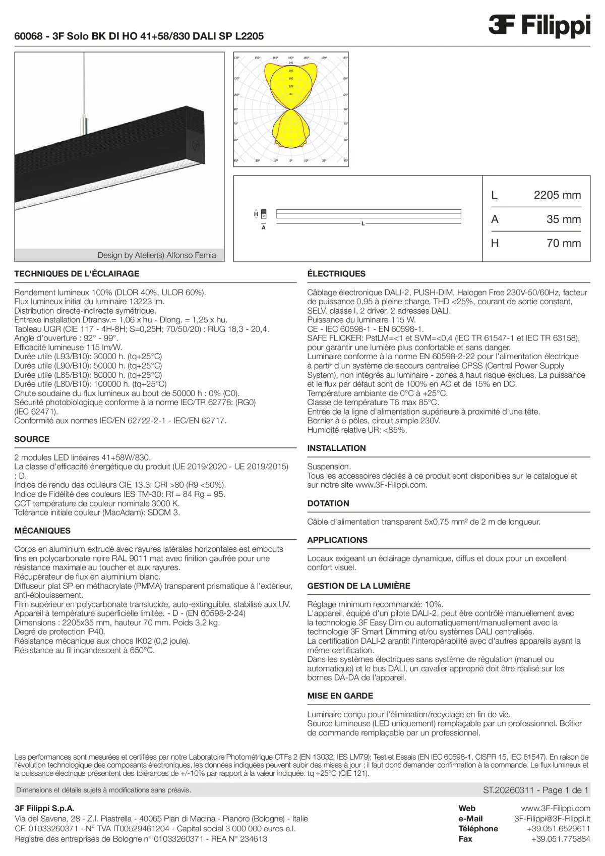 60068 - 3F Solo BK DI HO 41+58-830 DALI SP L2205 - Datasheet - fr