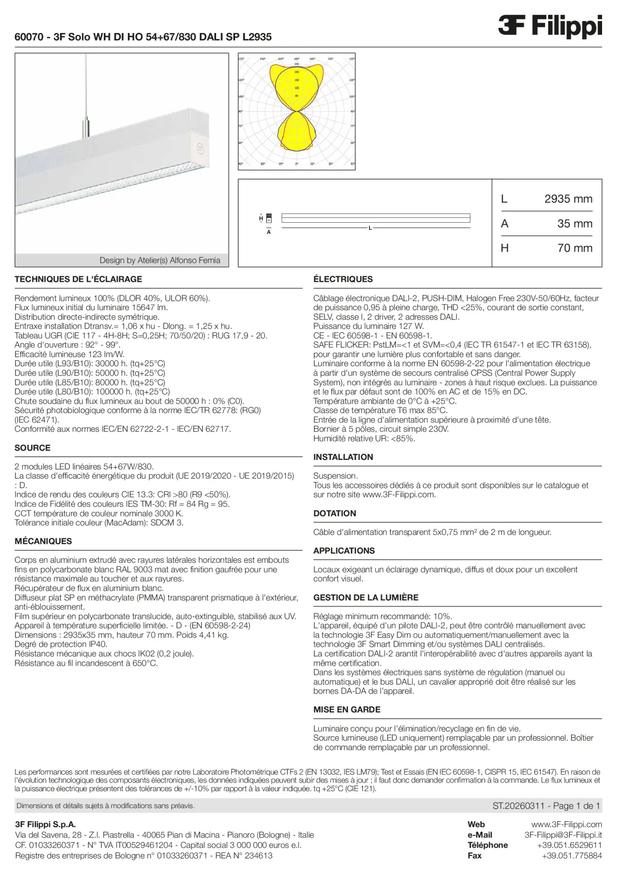 60070 - 3F Solo WH DI HO 54+67-830 DALI SP L2935 - Datasheet - fr