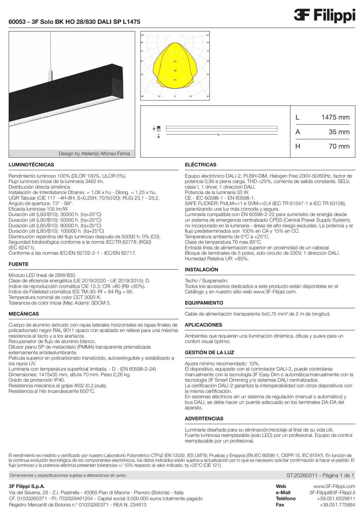 60053 - 3F Solo BK HO 28-830 DALI SP L1475 - Datasheet - es