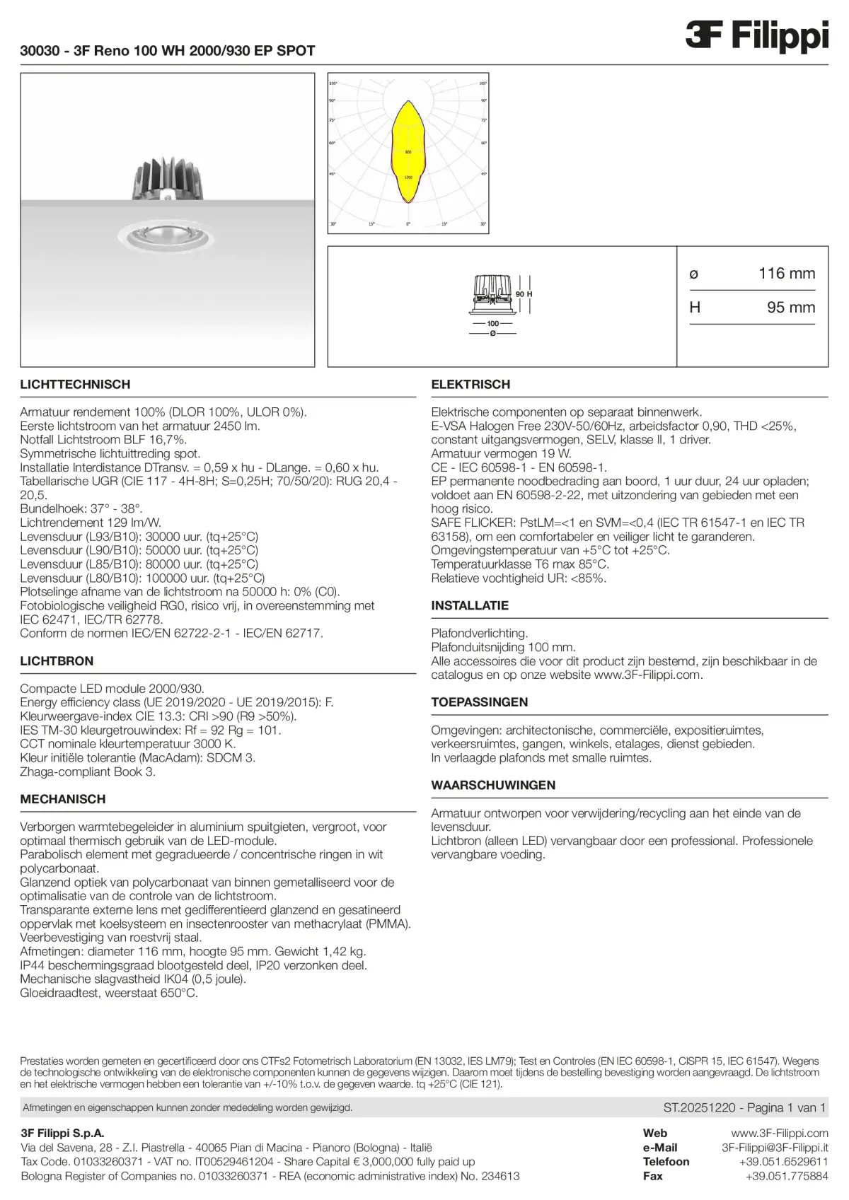 30030 - 3F Reno 100 WH 2000-930 EP SPOT - Datasheet - nl
