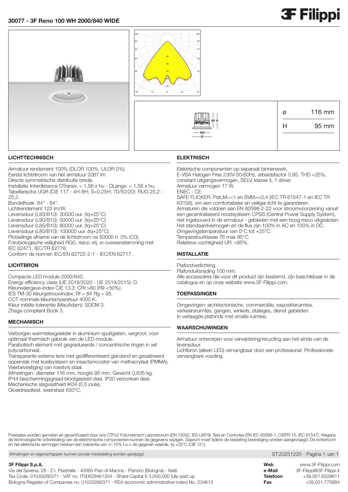 30077 - 3F Reno 100 WH 2000-840 WIDE - Datasheet - nl