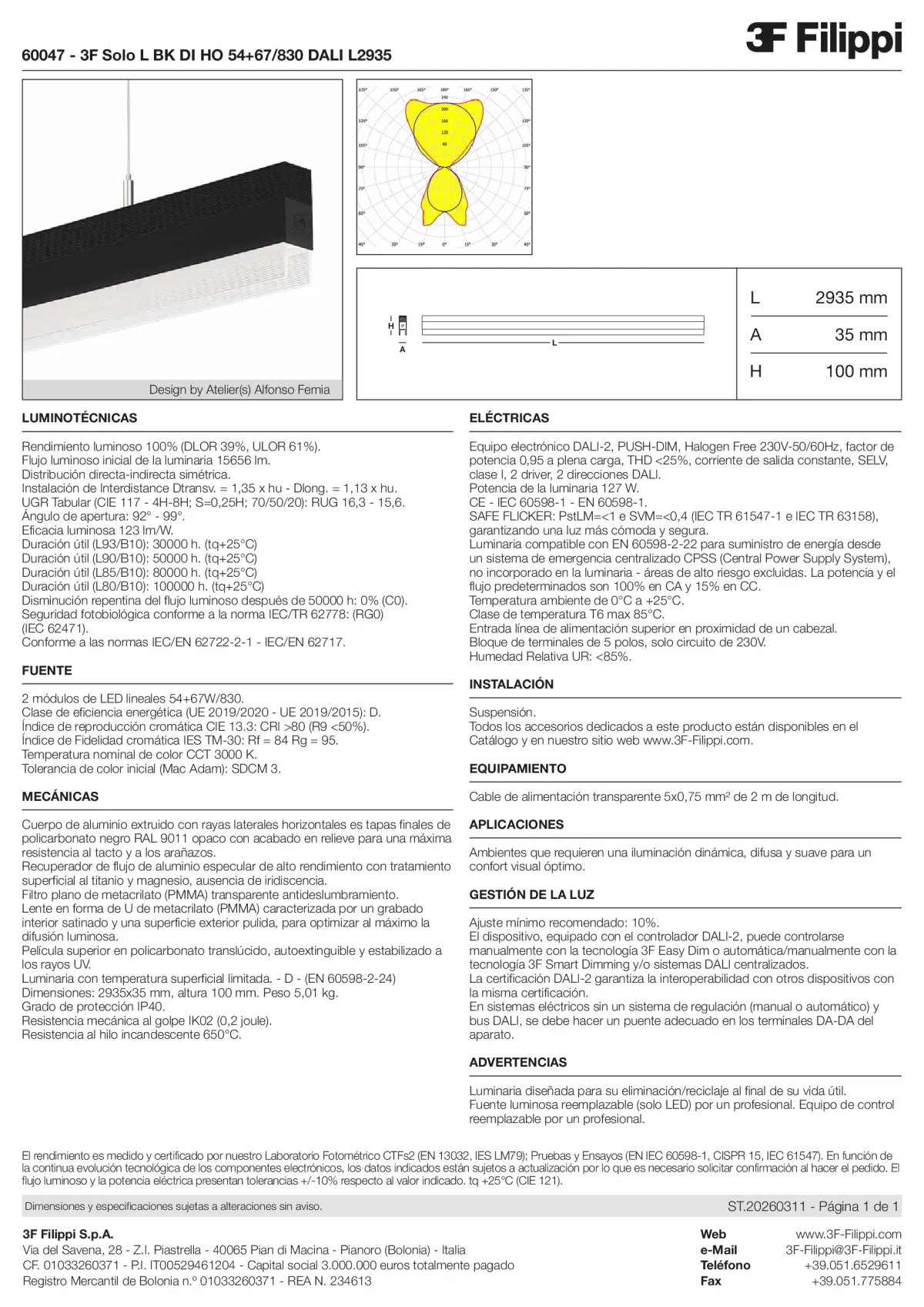 60047 - 3F Solo L BK DI HO 54+67-830 DALI L2935 - Datasheet - es