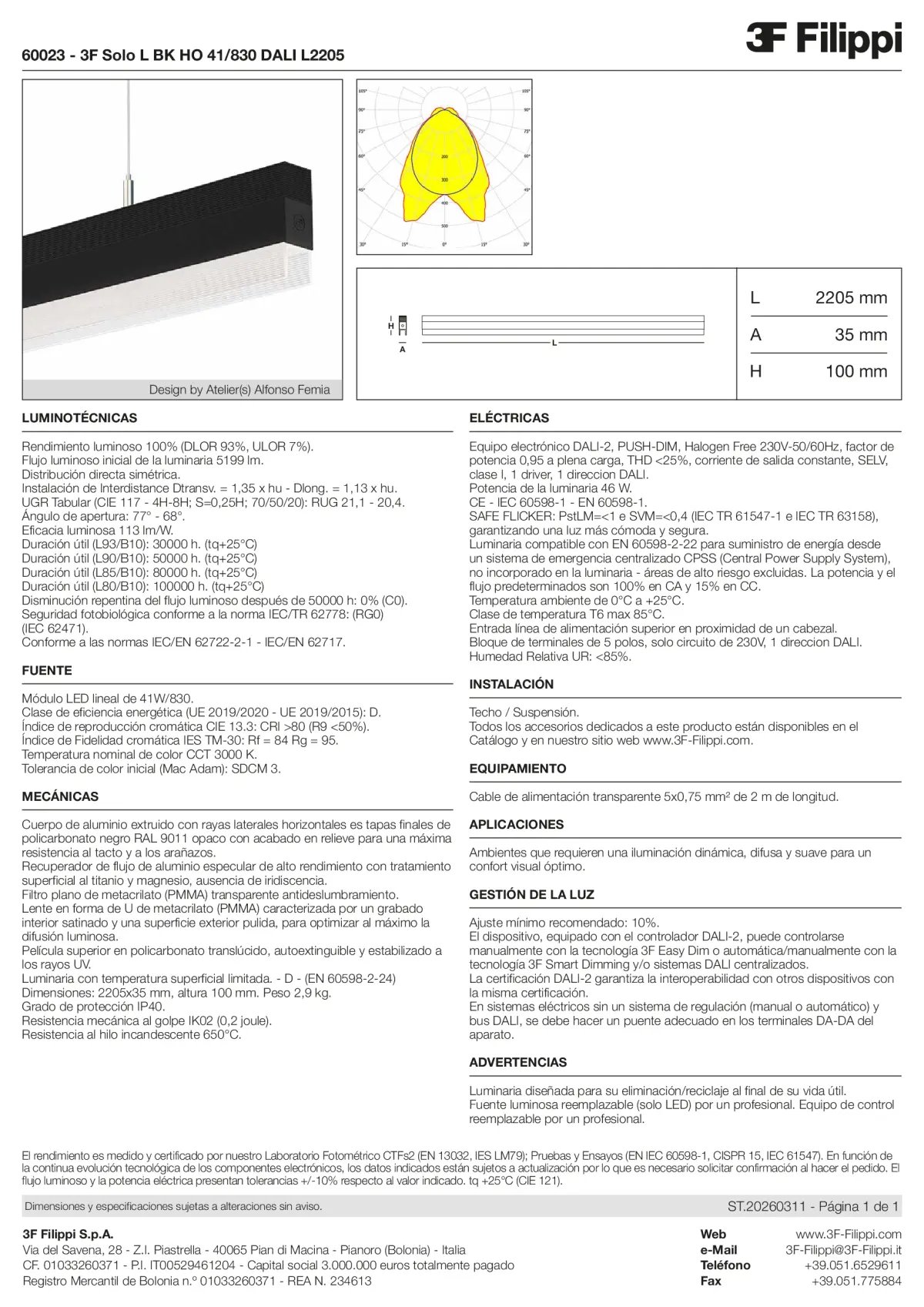 60023 - 3F Solo L BK HO 41-830 DALI L2205 - Datasheet - es