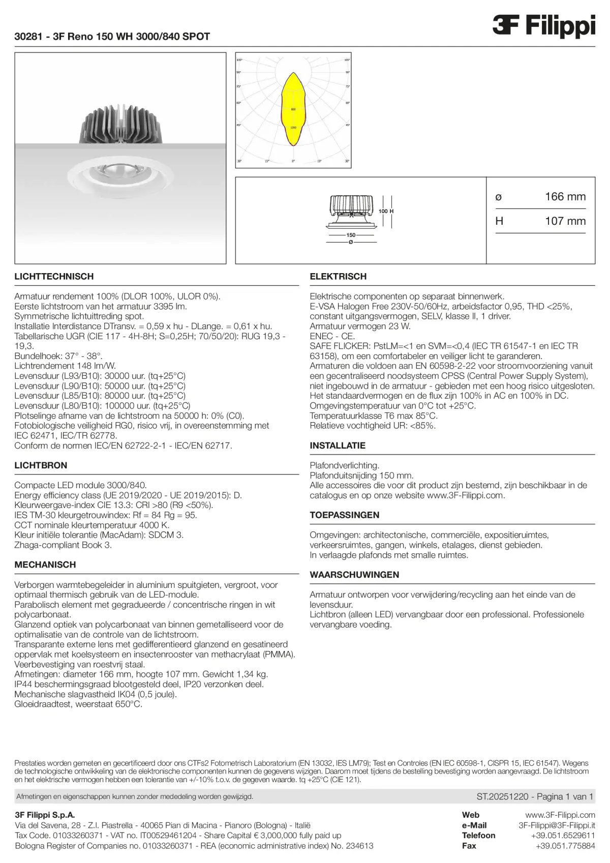 30281 - 3F Reno 150 WH 3000-840 SPOT - Datasheet - nl