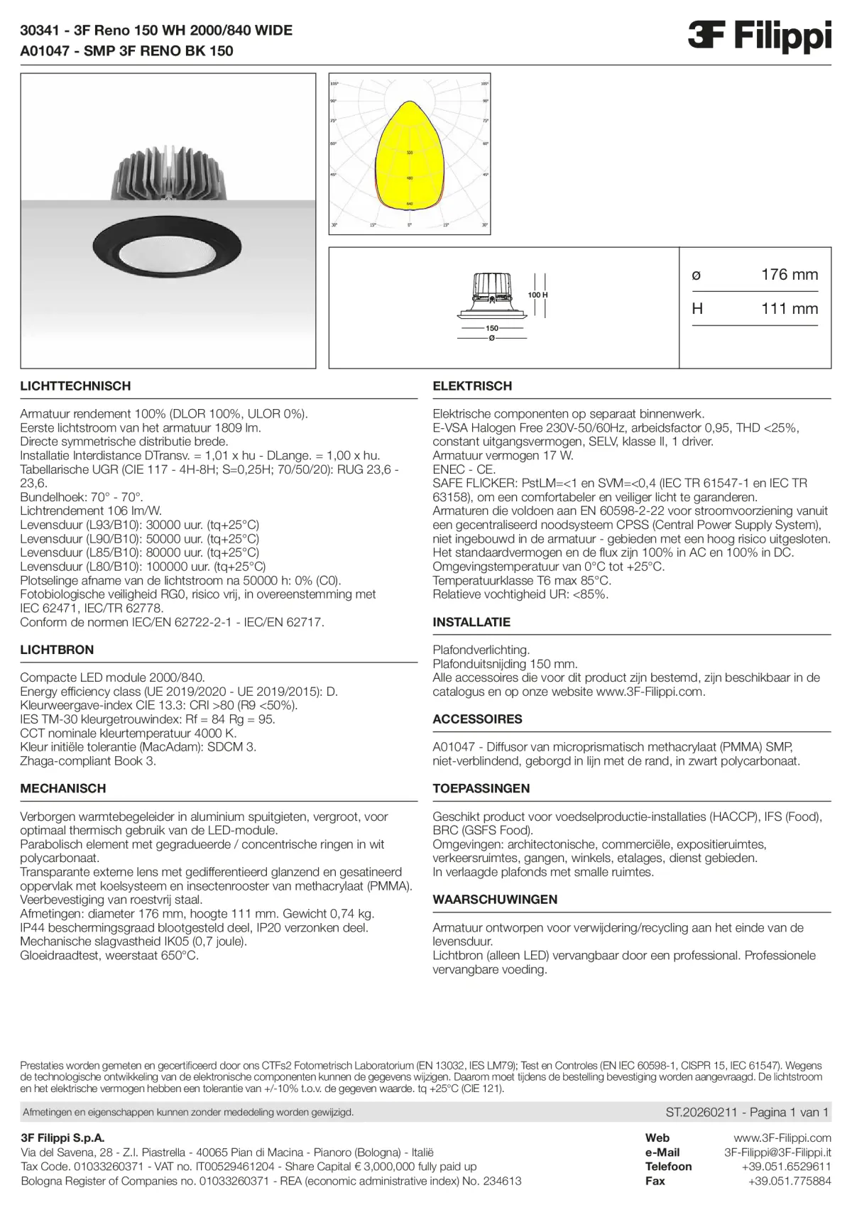 30341+A01047 - 3F Reno 150 WH 2000-840 WIDE + SMP BK - Datasheet - nl