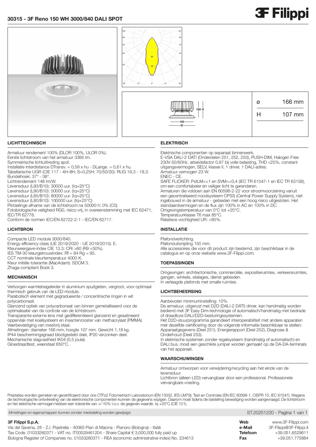 30315 - 3F Reno 150 WH 3000-840 DALI SPOT - Datasheet - nl
