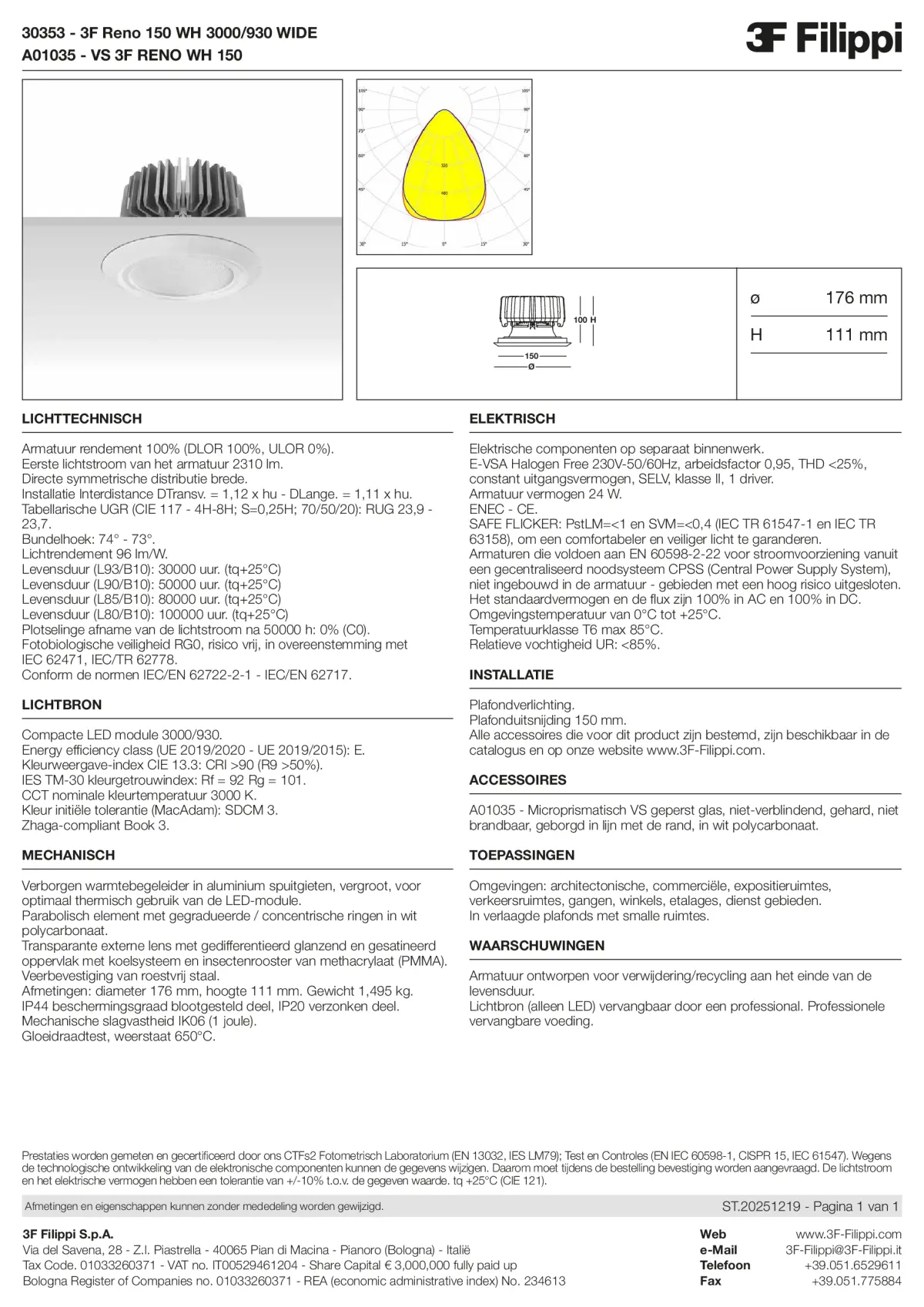30353+A01035 - 3F Reno 150 WH 3000-930 WIDE + VS WH - Datasheet - nl