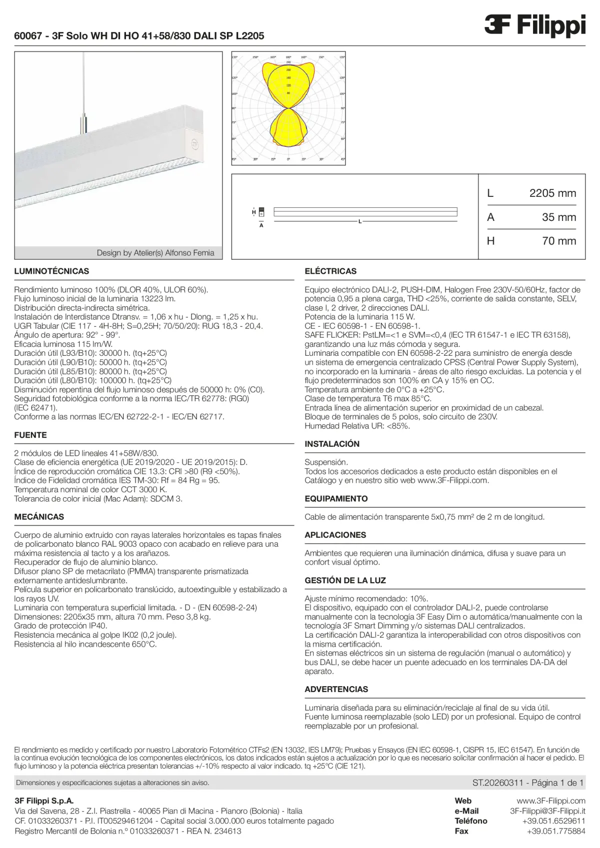 60067 - 3F Solo WH DI HO 41+58-830 DALI SP L2205 - Datasheet - es
