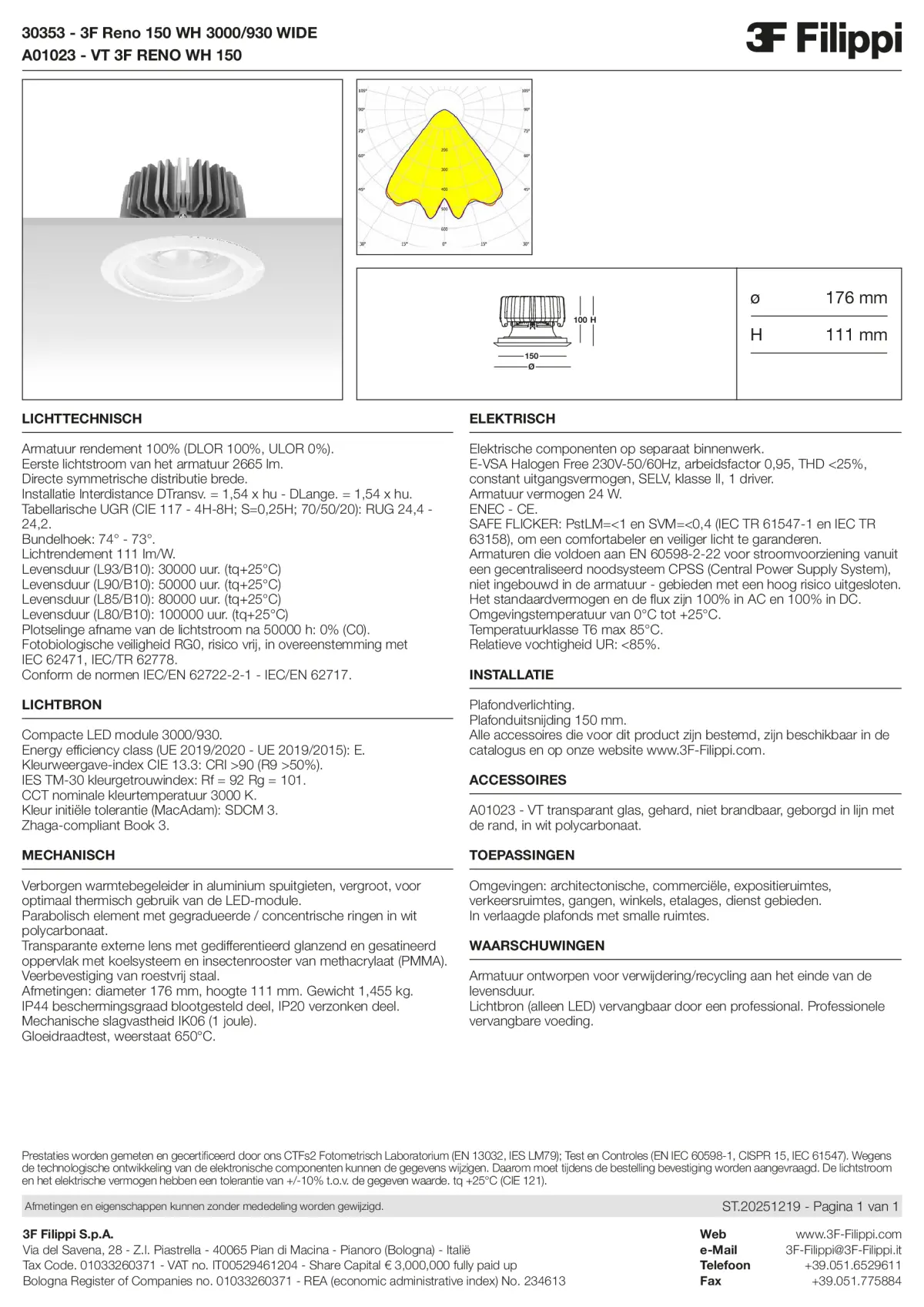 30353+A01023 - 3F Reno 150 WH 3000-930 WIDE + VT WH - Datasheet - nl