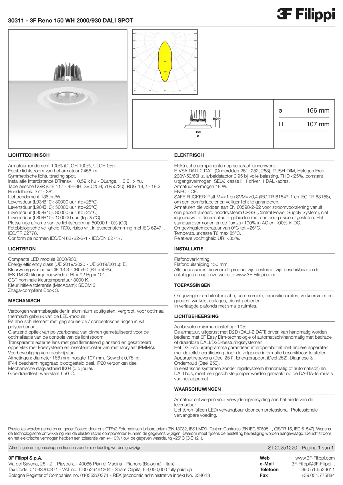 30311 - 3F Reno 150 WH 2000-930 DALI SPOT - Datasheet - nl