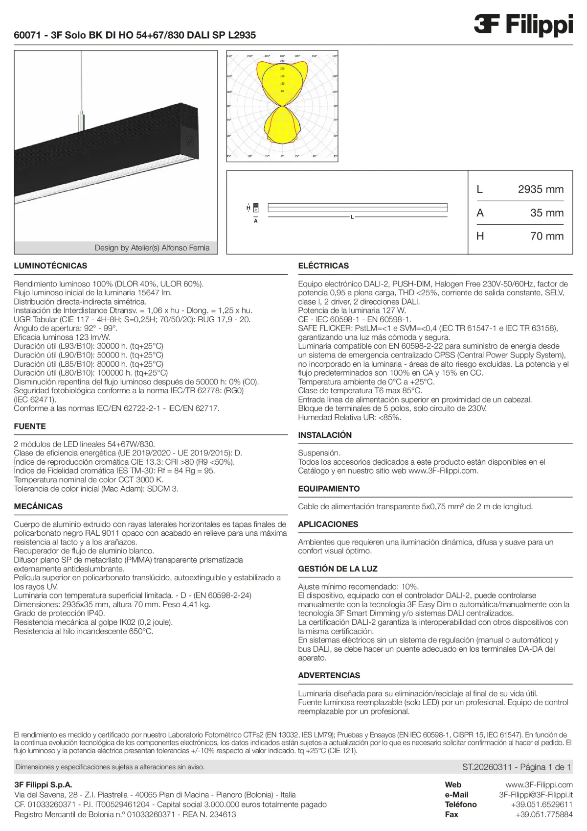 60071 - 3F Solo BK DI HO 54+67-830 DALI SP L2935 - Datasheet - es