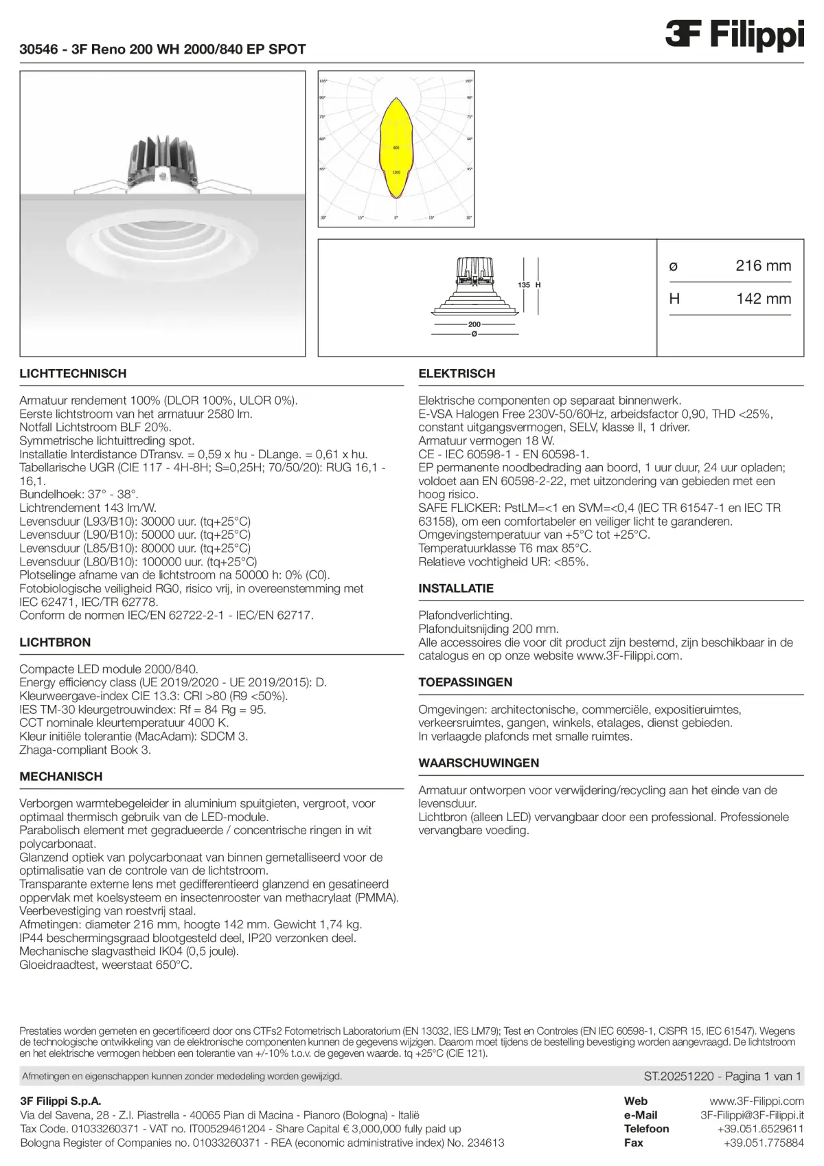 30546 - 3F Reno 200 WH 2000-840 EP SPOT - Datasheet - nl