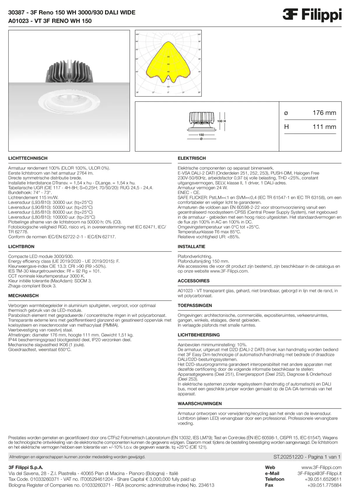 30387+A01023 - 3F Reno 150 WH 3000-930 DALI WIDE + VT WH - Datasheet - nl