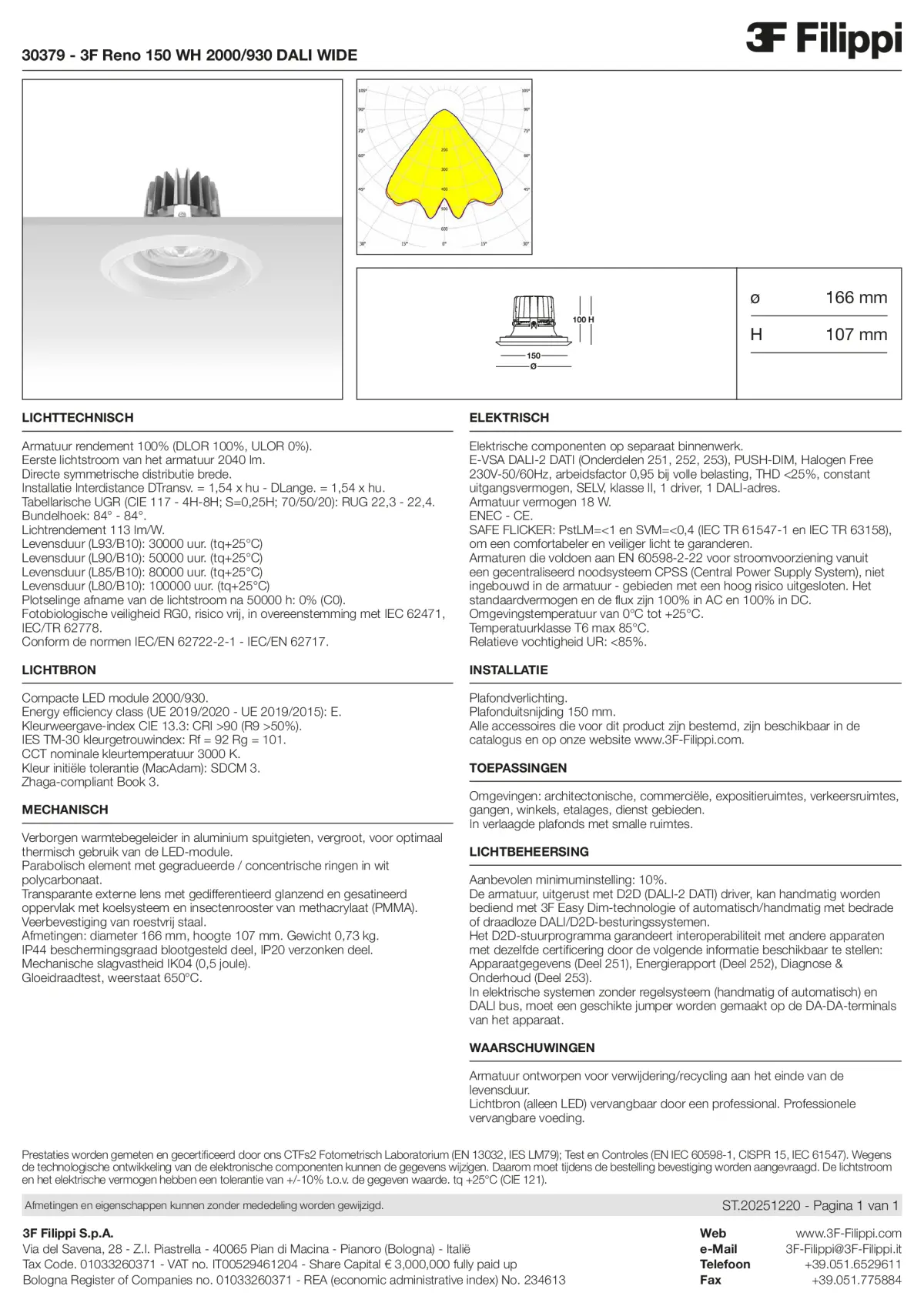30379 - 3F Reno 150 WH 2000-930 DALI WIDE - Datasheet - nl