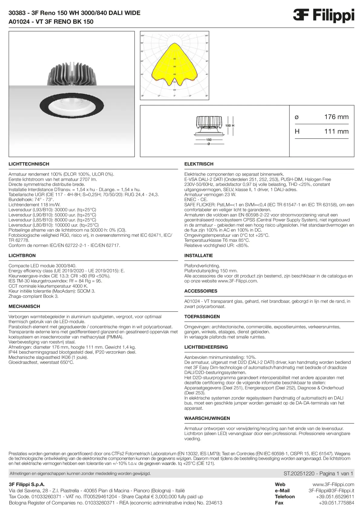 30383+A01024 - 3F Reno 150 WH 3000-840 DALI WIDE + VT BK - Datasheet - nl