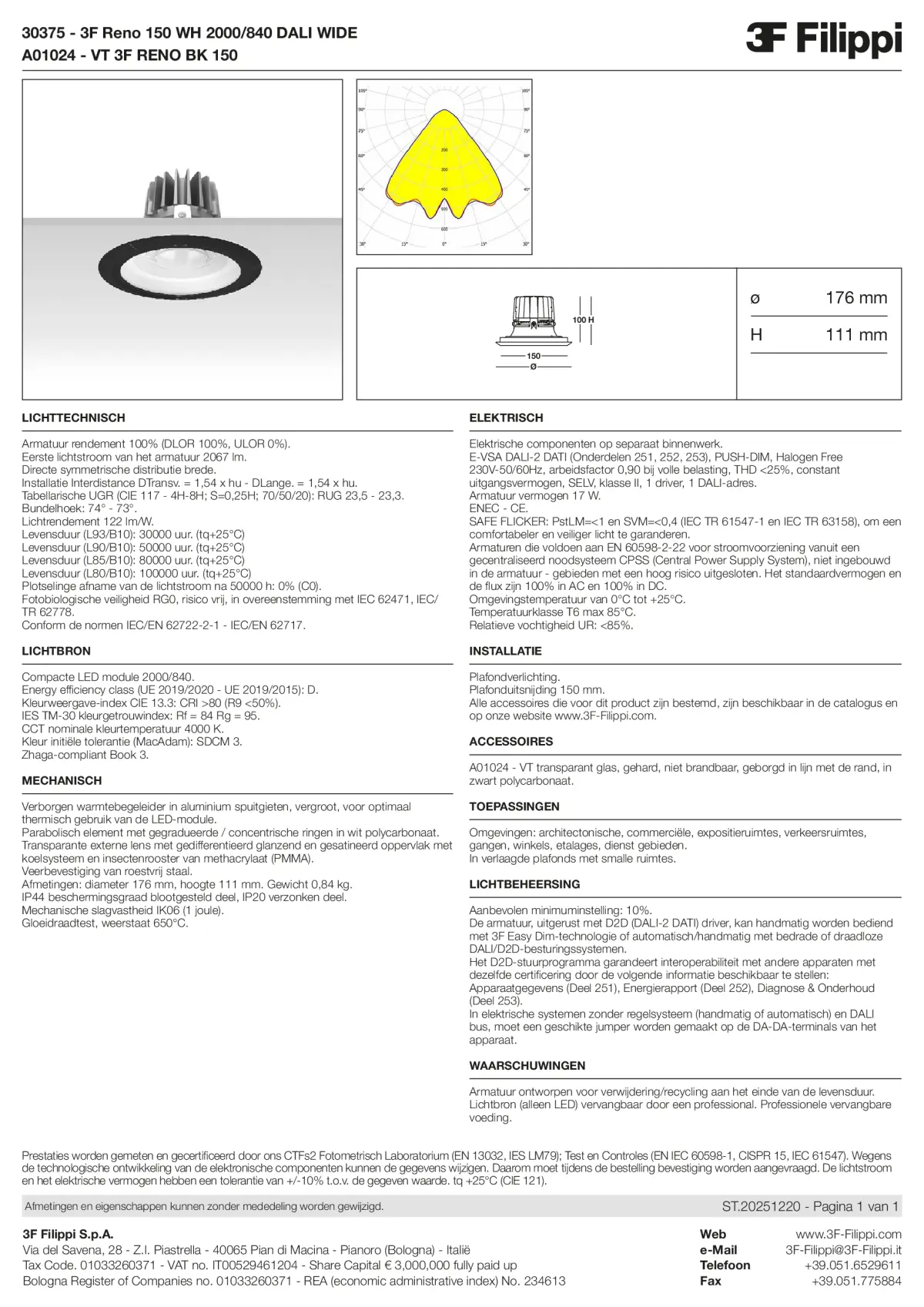 30375+A01024 - 3F Reno 150 WH 2000-840 DALI WIDE + VT BK - Datasheet - nl