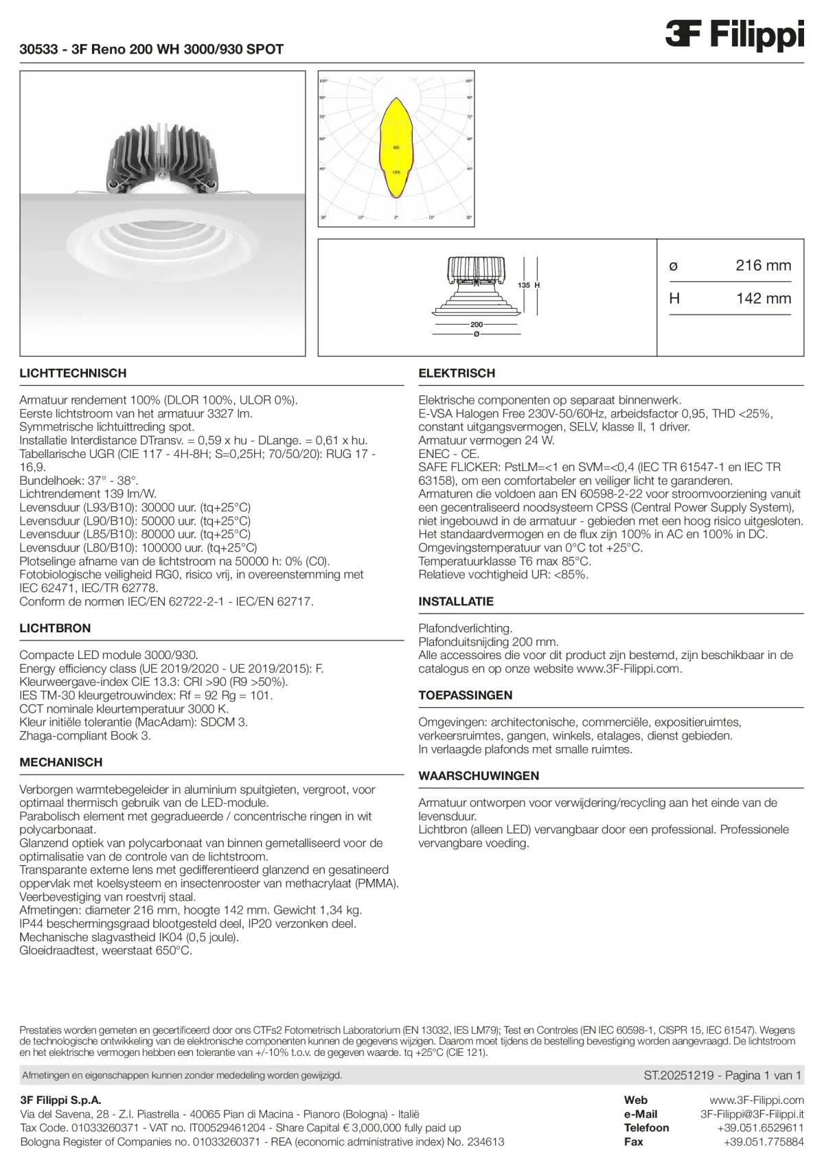 30533 - 3F Reno 200 WH 3000-930 SPOT - Datasheet - nl