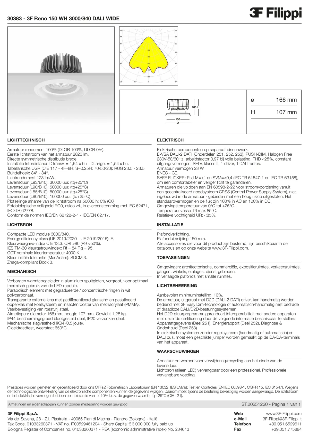30383 - 3F Reno 150 WH 3000-840 DALI WIDE - Datasheet - nl